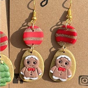 Polymer Clay/ Gingerbread Man Drop Earrings